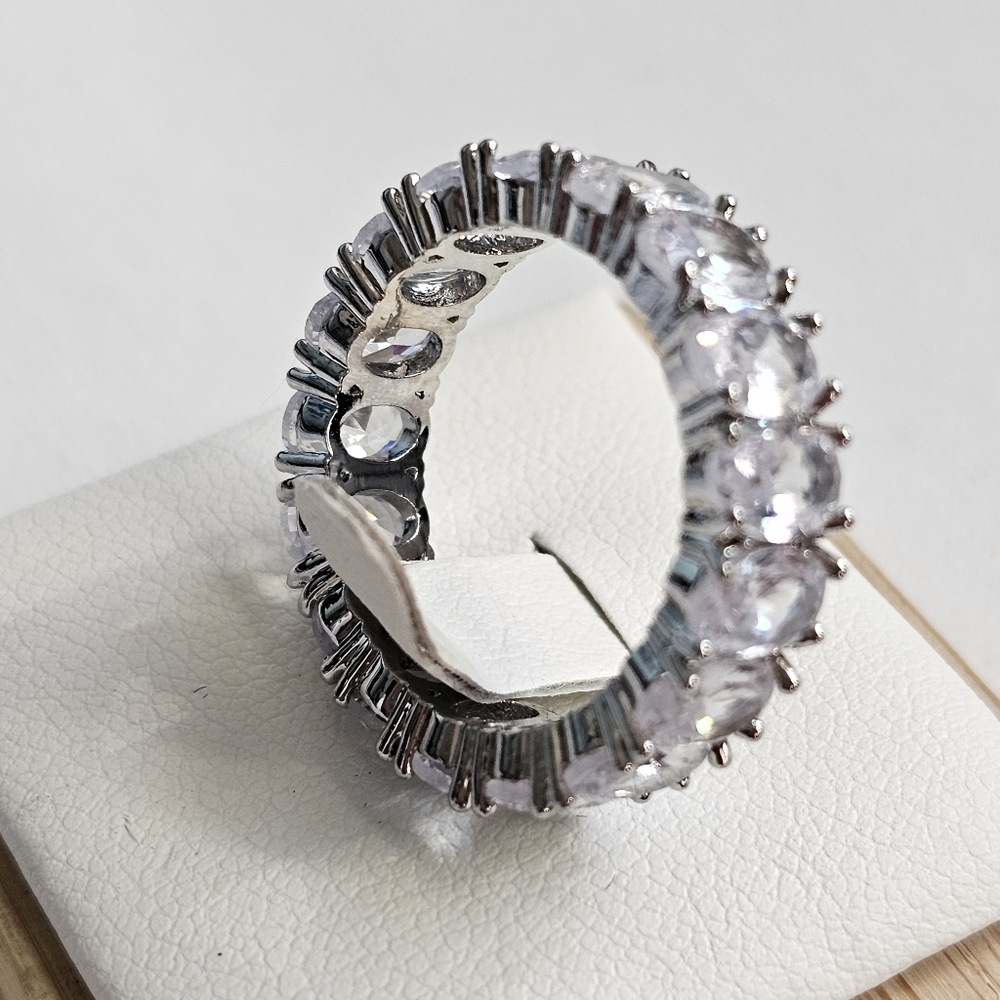 Baguette oval stone cz silver Plated Statement fashion ring - Picture 6 of 7
